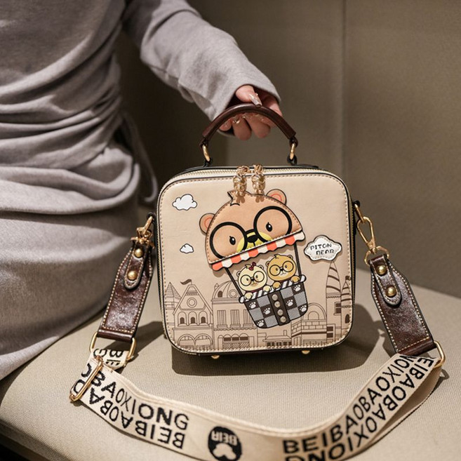 캐릭터 곰돌이 스퀘어백 패션 멀티 숄더백 여성 파우치 크로스백
