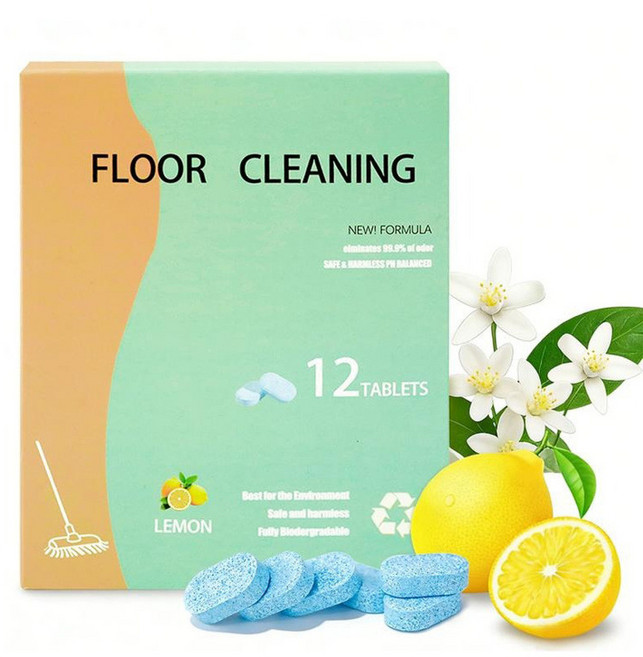 Floor Cleaning Tablets 가정용바닥세정제 상큼한 레몬향, 12pcs