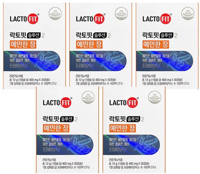 락토바이옴 솔루션 예민한 장 유산균, 30정, 5개