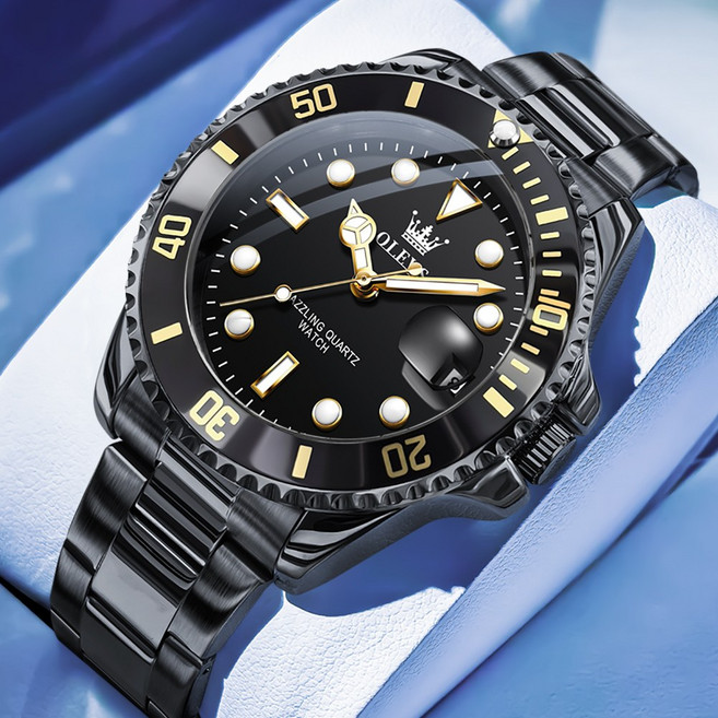 OLEVS 남자손목시계 명품 석영 야광 메탈 패션 일력 정품 방수 남성시계