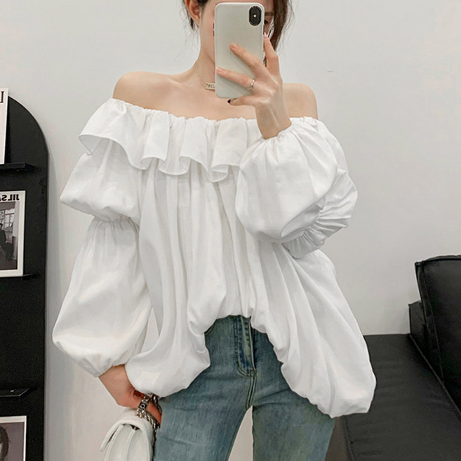 대박난박양 프릴 오프숄더 오버핏 블라우스