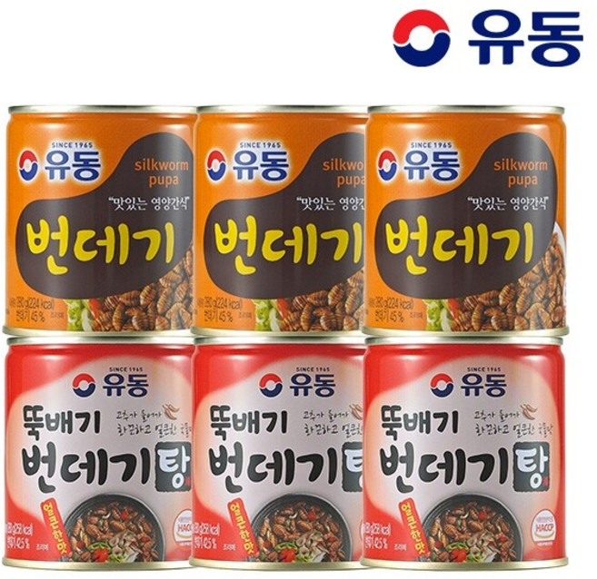 [유동] 번데기 280g x3개 +뚝배기 번데기탕 얼큰한 맛 280g x3개, 6개