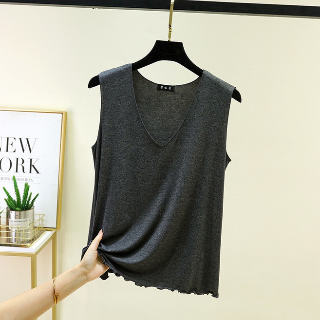 여성 빅사이즈 모달 브이넥 민소매 티셔츠 KX-2626