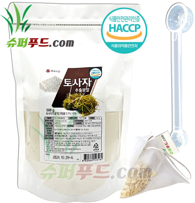 HACCP 식약처 인증 토사자 가루 분말 마그네슘 칼슘 철 아연 망간 비타민 b1 비타민b2 토사자추출분말 + 슈퍼푸드.com 연자육 티백, 500g, 1개
