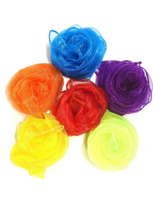 스카프 6색 세트 60cmX60cm 저글링 오감 촉감 놀이 체육 교구 음률 신체활동, 1세트