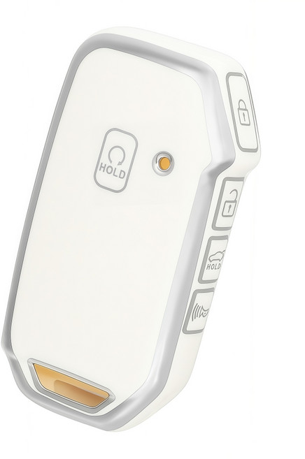 OFFCURVE 기아차 5버튼 스마트키 전체커버 TPU 키케이스 스포티지 셀토스 쏘렌토 카니발 니로 K5 호환 방수 초슬림 자동차 키커버, 화이트 실버