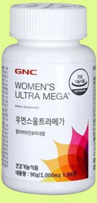 지앤씨 GNC 우먼스울트라메가 멀티비타민 앤 미네랄 90정 3개 비타민 14종 7종 식물성 부원료 포함 본품 597278, 지앤씨 GNC 우먼스울트라메가 멀티비타민 앤 미네랄 9