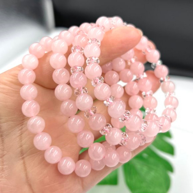 亮晶晶 粉晶手鍊 8mm 芙蓉晶 粉水晶 女生手圍