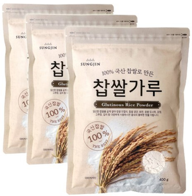 성진 찹쌀 가루, 400g, 3개