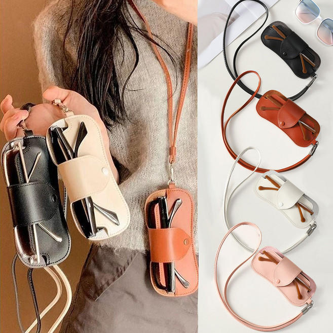 은꽃밴드 선글라스 가죽 케이스 안경 파우치 휴대용 스트랩