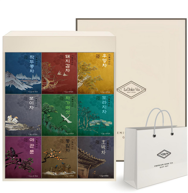 라돌체비타 프리미엄 전통차 선물세트 + 쇼핑백, 9종, 1세트