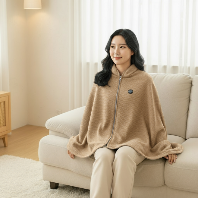 겨울 추위 방지 USB 발열 보온 담요 부드러운 소재 사무실 차량용 안전발열, 카키색HCDRTK02