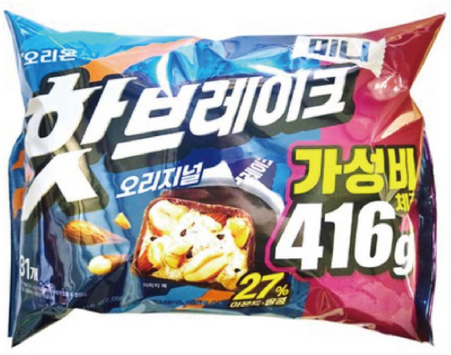 오리온 핫브레이크 미니 오리지널 455g(총2개) 신제품, 416g, 2개