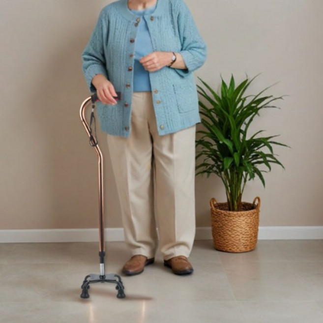 보디가드 네발 곡선형 지팡이 노인 어르신 할머니 할아버지 보행보조 환자용 4발 복지용구, 1개, 상세페이지 참조