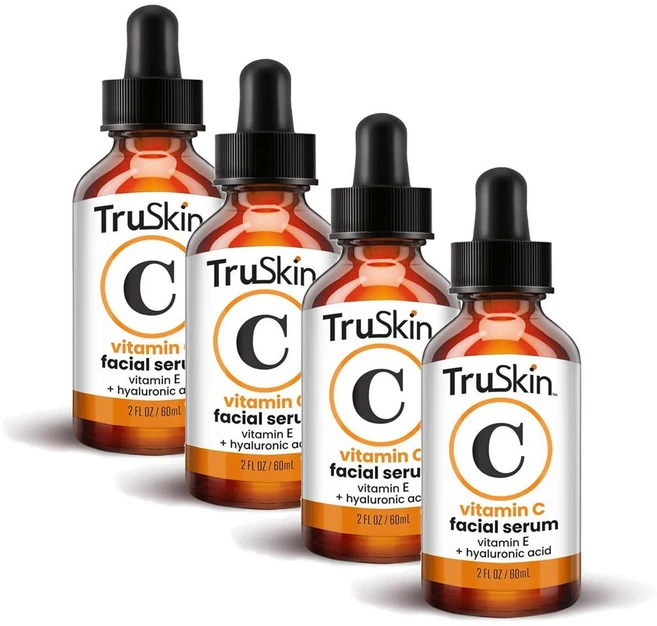 트루스킨 내추럴스 비타민C 페이셜 세럼 히알루론산 비타민E TruSkin Naturals Vitamin C Facial Serum, 4개, 60ml - 쿠팡