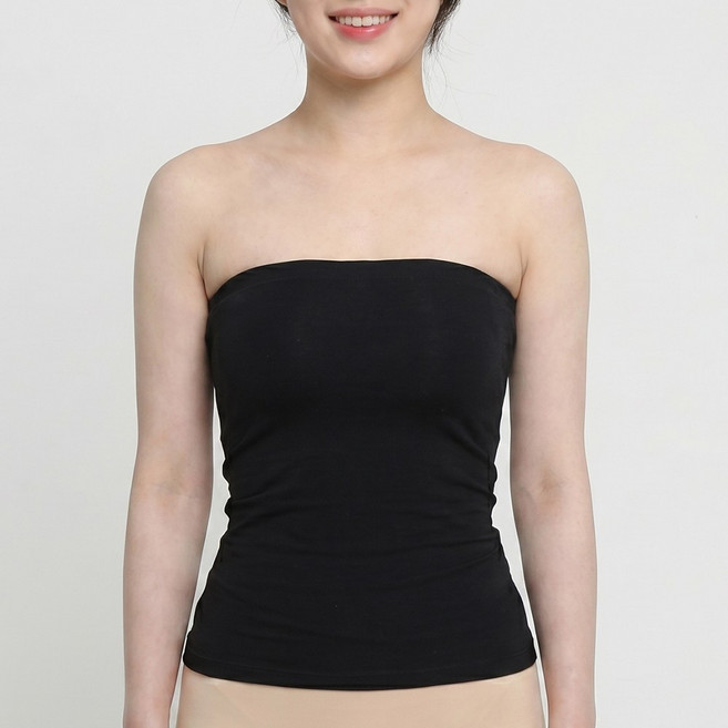 오프숄더 면 롱 튜브탑 탑브라 나시
