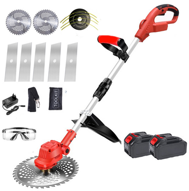 [QZMY] 독일 수입 무선 충전식 예초기 브러쉬리스 모터 제초기 셋트 9인치 고급형 21V 풀세트 고출력 배터리, (배터리 2개), 1세트