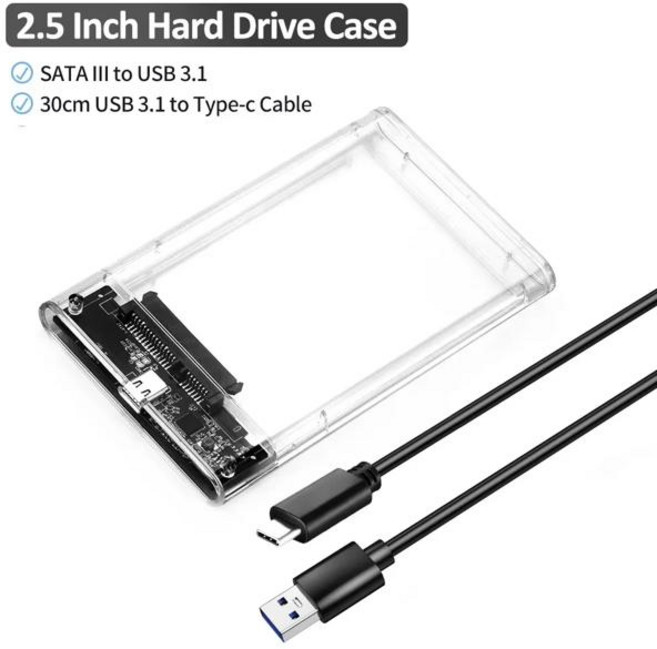 2.5 HDD SSD 케이스 스마트 디스플레이 외장형 HDD 쉘 USB3.2 Gen2 인클로저 하드 드라이브 노트북 PC 용 휴대용 보관 케이스 지우기, [02] Ordinary Case