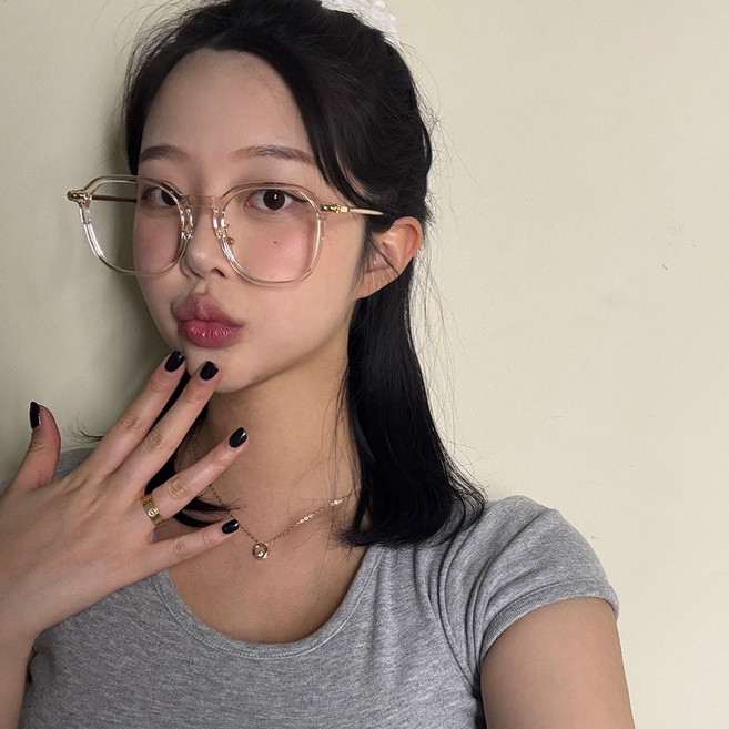 VANANA2 여자남자 라운드 프레임 블랙 슬림 뿔테 안경