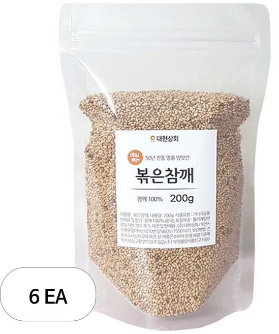 대현상회 볶은 참깨, 200g, 6개