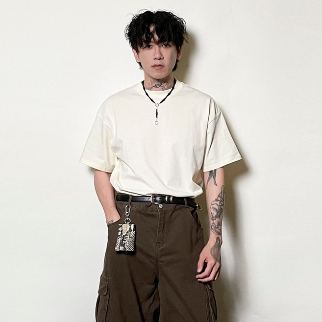 【自訂款2.0】Cleanfit 大地色系240克 BOXY 短寬方塊版型Tee, 米,S, 1個