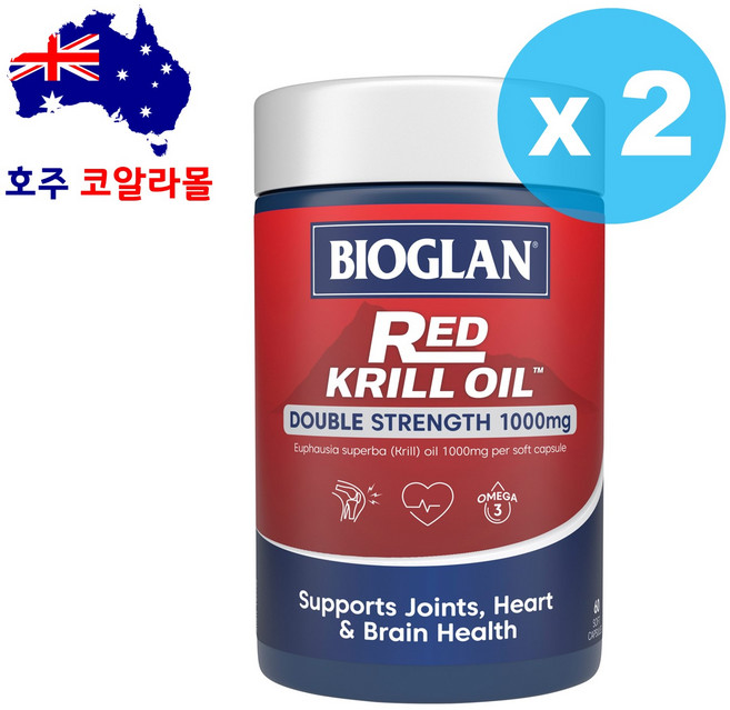 바이오글란 레드 크릴오일 1000mg 60캡슐 2개 호주코알라몰, 60정