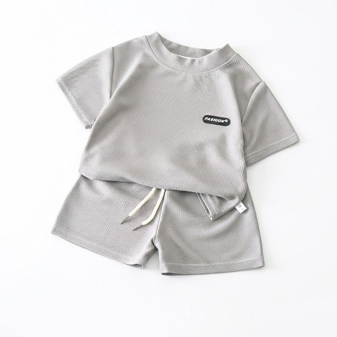 UPPERCUT 아동 여름 상하복세트 초등학생 여름 트레이닝복 운동복 등원복 츄리닝 와플 반팔+반바지세트 남녀공용