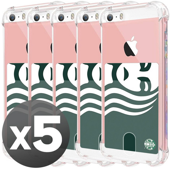 LIVING GRAY 아이폰5 5S SE 6 6S 플러스 카드 수납 포켓 에어 쿠션 투명 케이스 5개