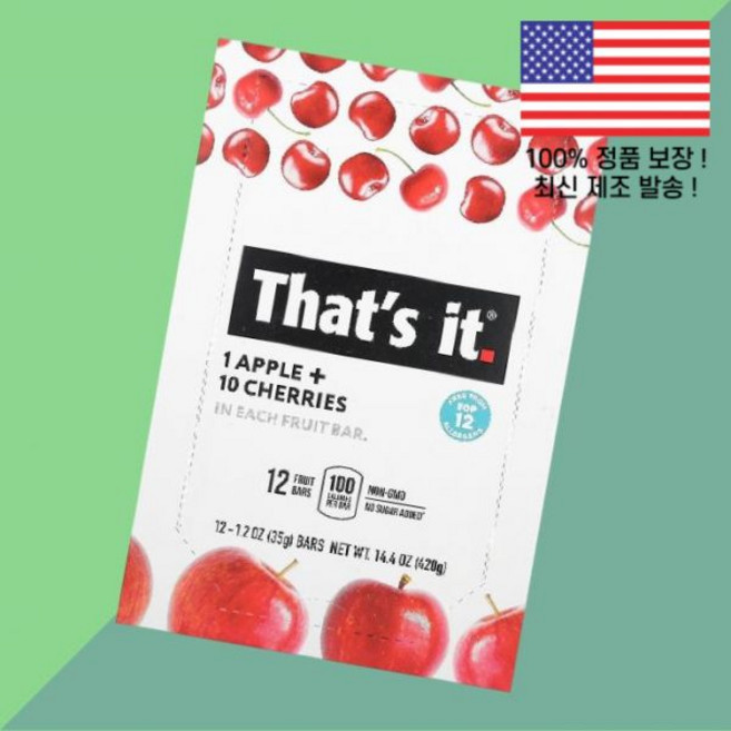 댓 잇 과일 후루츠 바 사과 애플 체리 12바 각 1.2온스 35g That's It Fruit Bars Apple Cherries 12 1.2oz Each