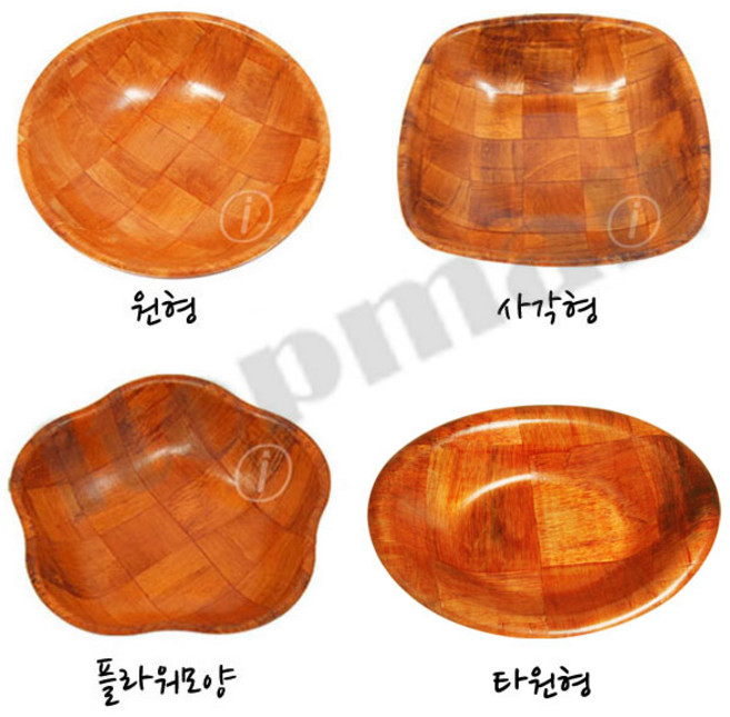 압축 팝콘볼 소 중 원형 사각 플라워 타원 형 팝콘 간식 그릇 나무 과자 티밥 안주 접시 볼, ( 소 원형 ), 1개