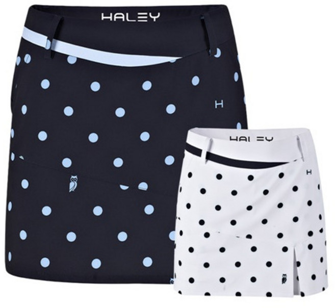 [헤일리] 골프 여성 H라인 도트 배색 큐롯 스커트 HU-WK1012