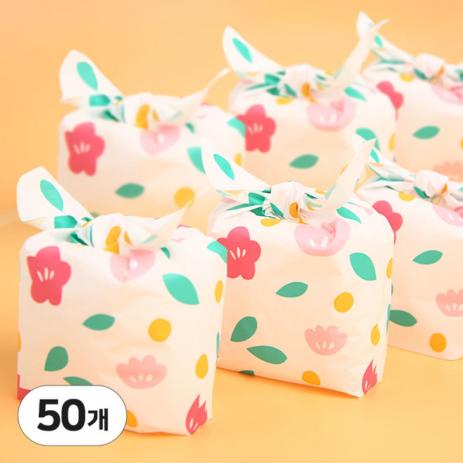 사탕포장 주머니 선물 보자기 비닐백 양말 액세서리 구디백, 플라워, 50매