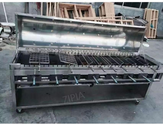 ZIPIA 업소용 양꼬치 기계 통돼지 자동 바베큐 구이 회전 화로 캠핑, I. 숯불6헤드, 1개