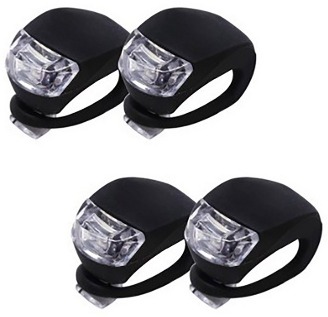트레벨로 LED 자전거 실리콘 라이트 전조등 안전등 4P, 1개, 블랙