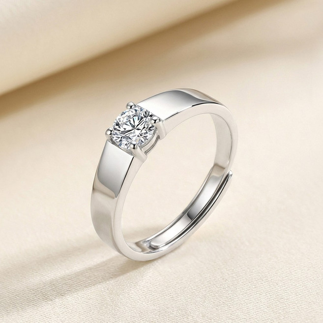 클로라 1캐럿 모이사나이트 사이즈조절 레이어드 포인트 S925 실버 반지