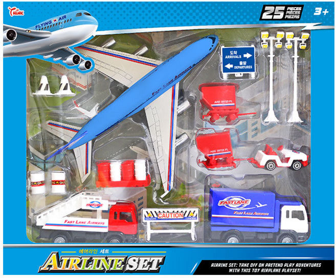씽크 NEW 에어라인 세트 공항 비행기 미니카세트 완구, 1개