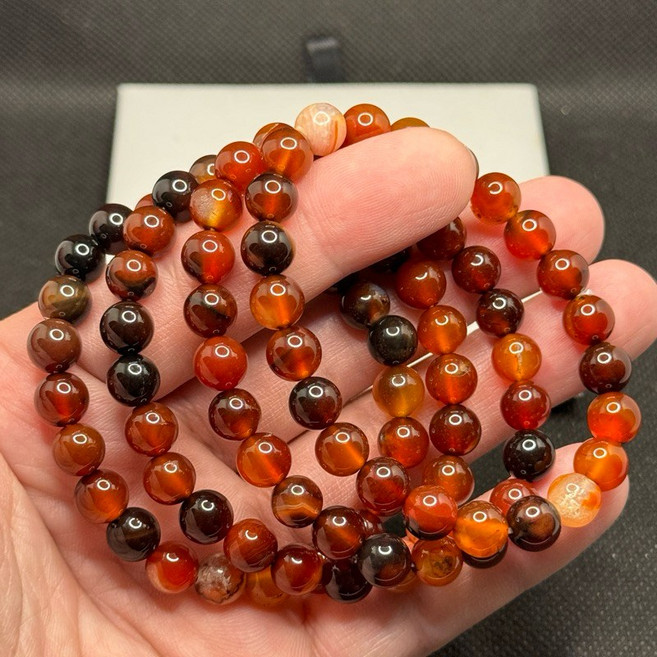 紅瑪瑙 手珠 8m 手圍15.5 體潤色美 手串 糖果瑪瑙 手鍊
