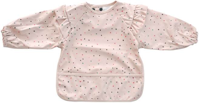 마롤로뜨 아기 긴팔 방수가운 턱받이 침받이 자기주도 미술가운 문센 어린이집, 1개, 1개입, 도트 베이지핑크_방수가운턱받이