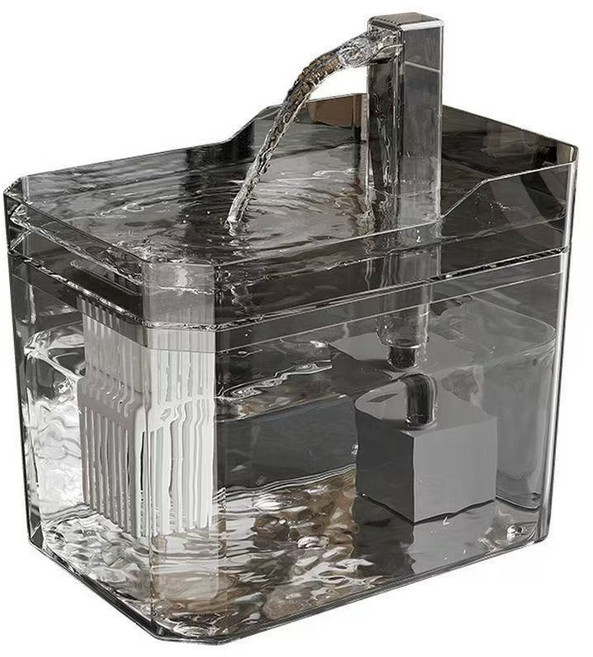 靜音自動循環飲水機，活水流動，深層過濾，狗狗寵物喝水盆, 全透明1.5L送過濾棉, 1個