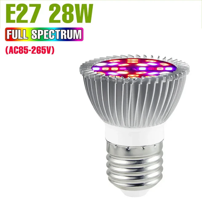 150W LED 식물 성장 조명 전구 E27 스펙트럼 재배 램프 E14 실내 꽃 화분 채소 수경, 09 E27 28W