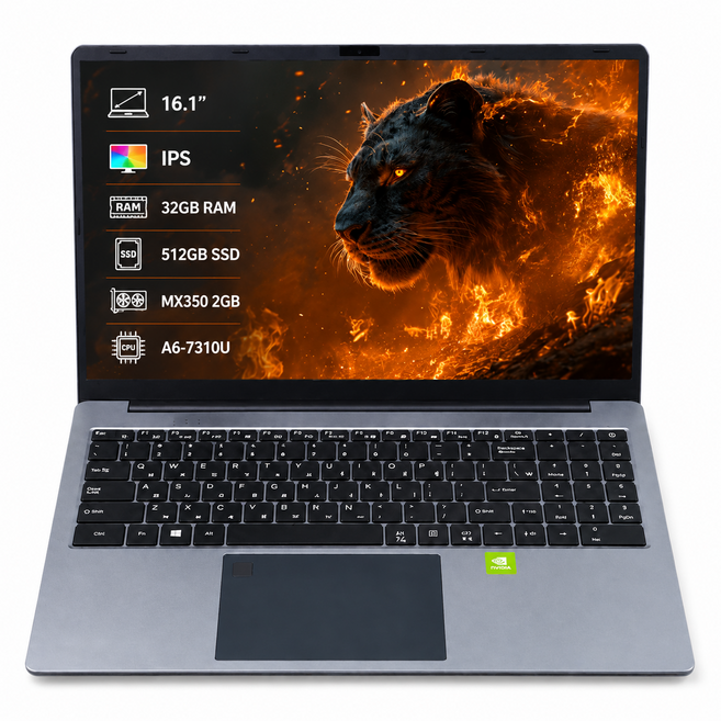 2026년 신형 16.1인치 대화면 노트북 32GB RAM 512GB SSD IPS 디스플레이 인강 사무용 가성비 노트북, AMD A6-7310U, WIN10, 모던 그레이