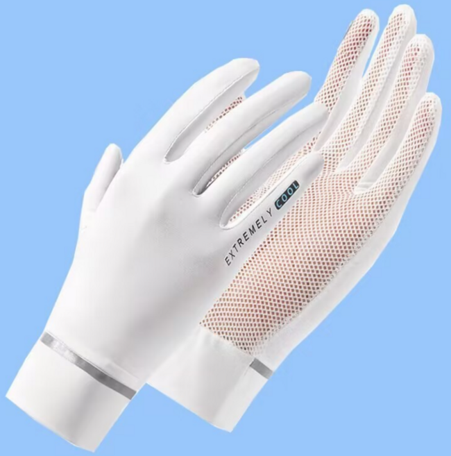 비니오 자외선 차단 메쉬 장갑 여성용 운전 여름 쿨링 통풍 스마트폰 터치 UV차단 장갑, 1세트, 화이트