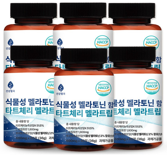 건강별곡 식물성 멜라토닌 함유 식약처인증 HACCP 멜라트립, 6개, 60정