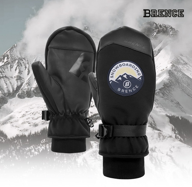 브렌스 와펜 방수 방한 스키 벙어리 장갑, 와펜 블랙L, 1개
