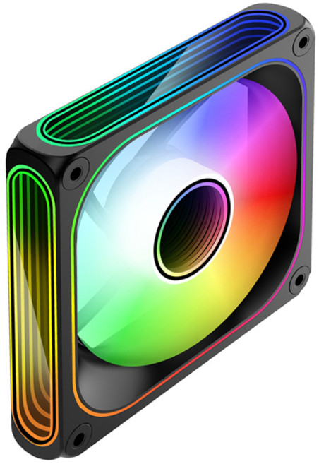 쿨링팬 ARGB FAN 120mm 컴퓨터팬 시스템쿨러, 1개, 블랙 [정방향], SG-12