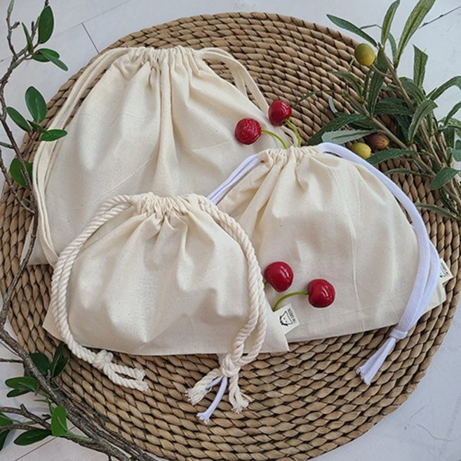 고급 수제 무지더스트백 광목파우치 스트링파우치 조리개주머니 패브릭주머니