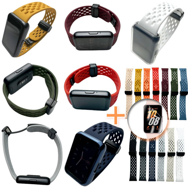 통기성 마그네틱 갤럭시핏3스트랩 밴드 호환, 마그네틱 통기성 스트랩, 블랙, 1개