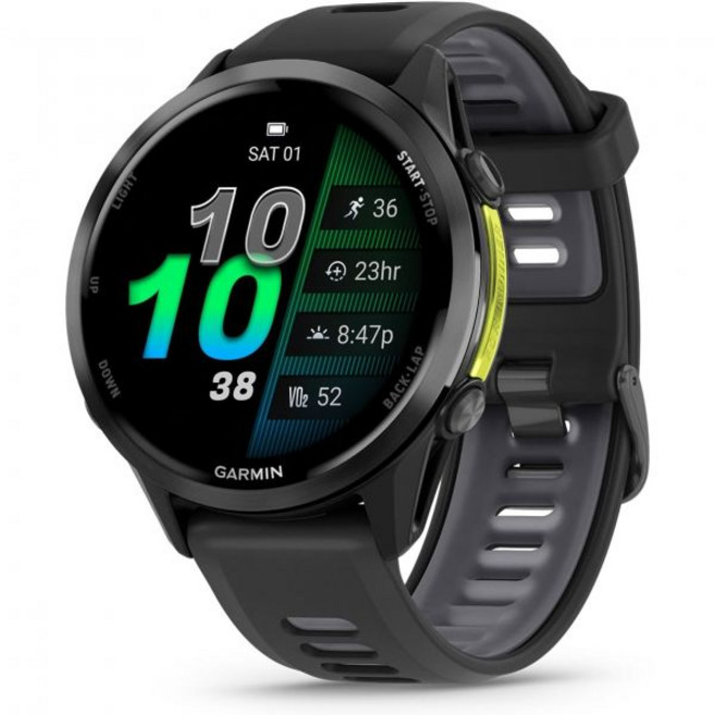 Garmin® Forerunner® 970 프리미엄 GPS 러닝 및 트라이애슬론 스마트워치 AMOLED 디스플레이 내장 LED 손전등 카본 그레이 DLC 티타늄 소재, Carbon Gray with Black