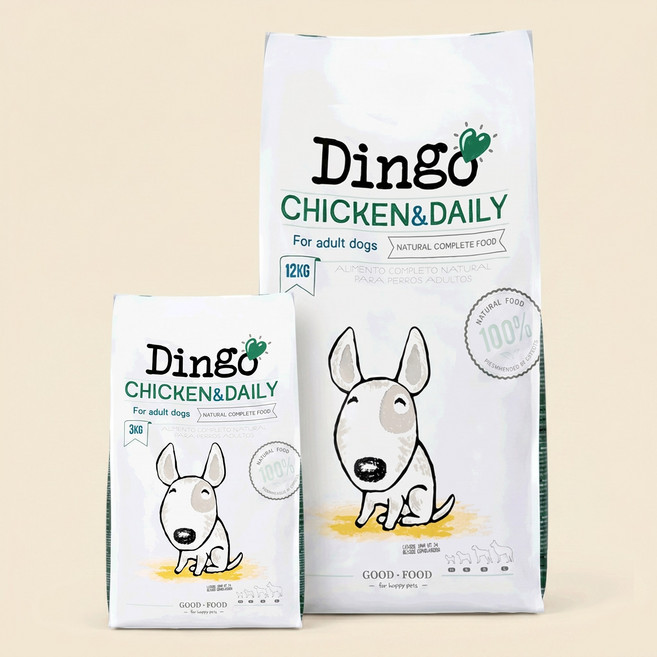 딩고 치킨앤데일리 중대형견 알러지 소화 장건강 천연재료 사료, 3kg, 1개