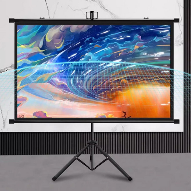 SeekFun 스탠드 프로젝터 스크린 유리섬유 고화질 빔 삼각대 무타공 휴대용 주름방지 안티라이트 벽걸이 가능 16:9 60인치 72인치, 16:9 72인치 (유리섬유 스크린)